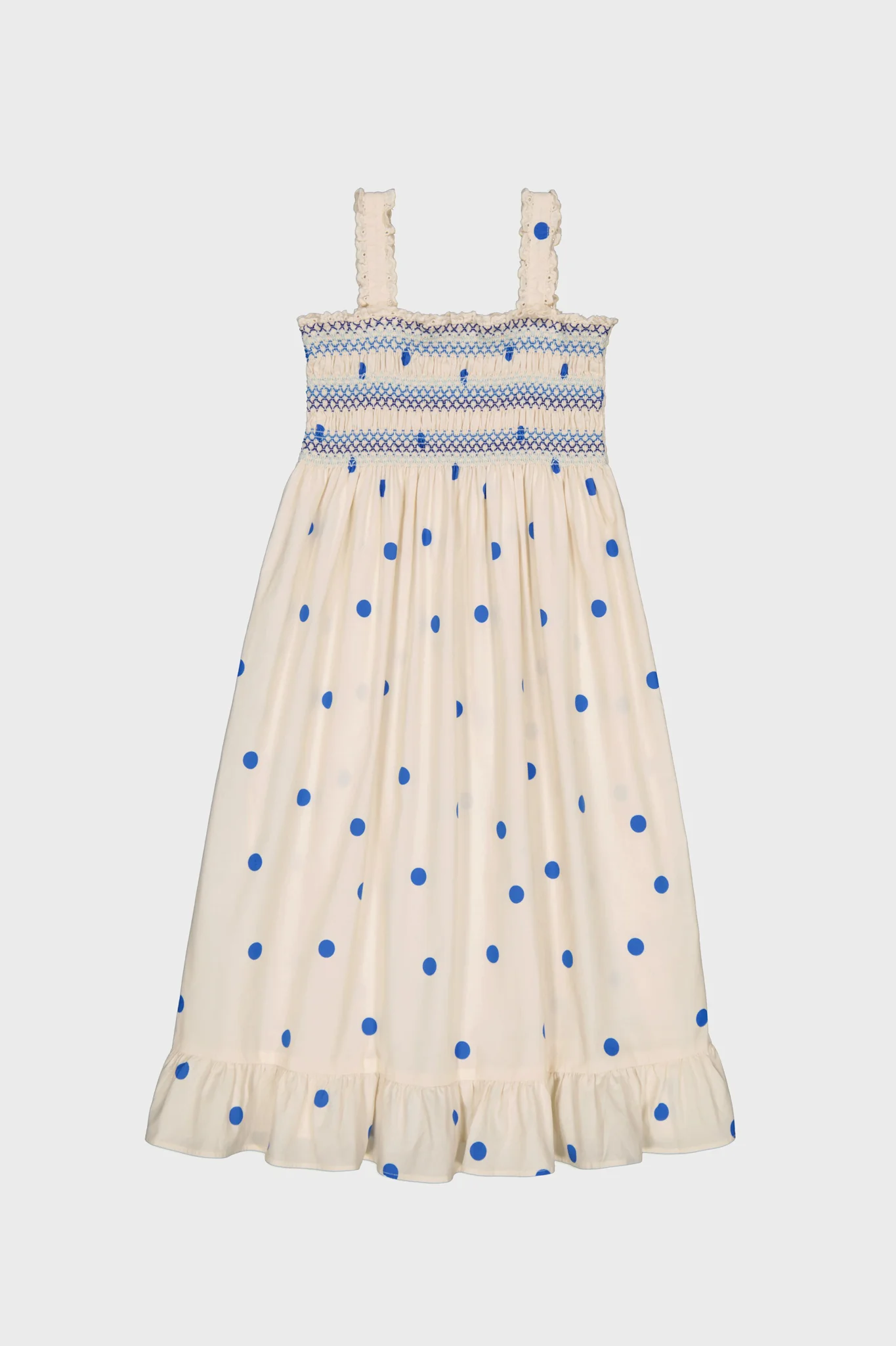 Zaza Smocked Dress Dots Blue