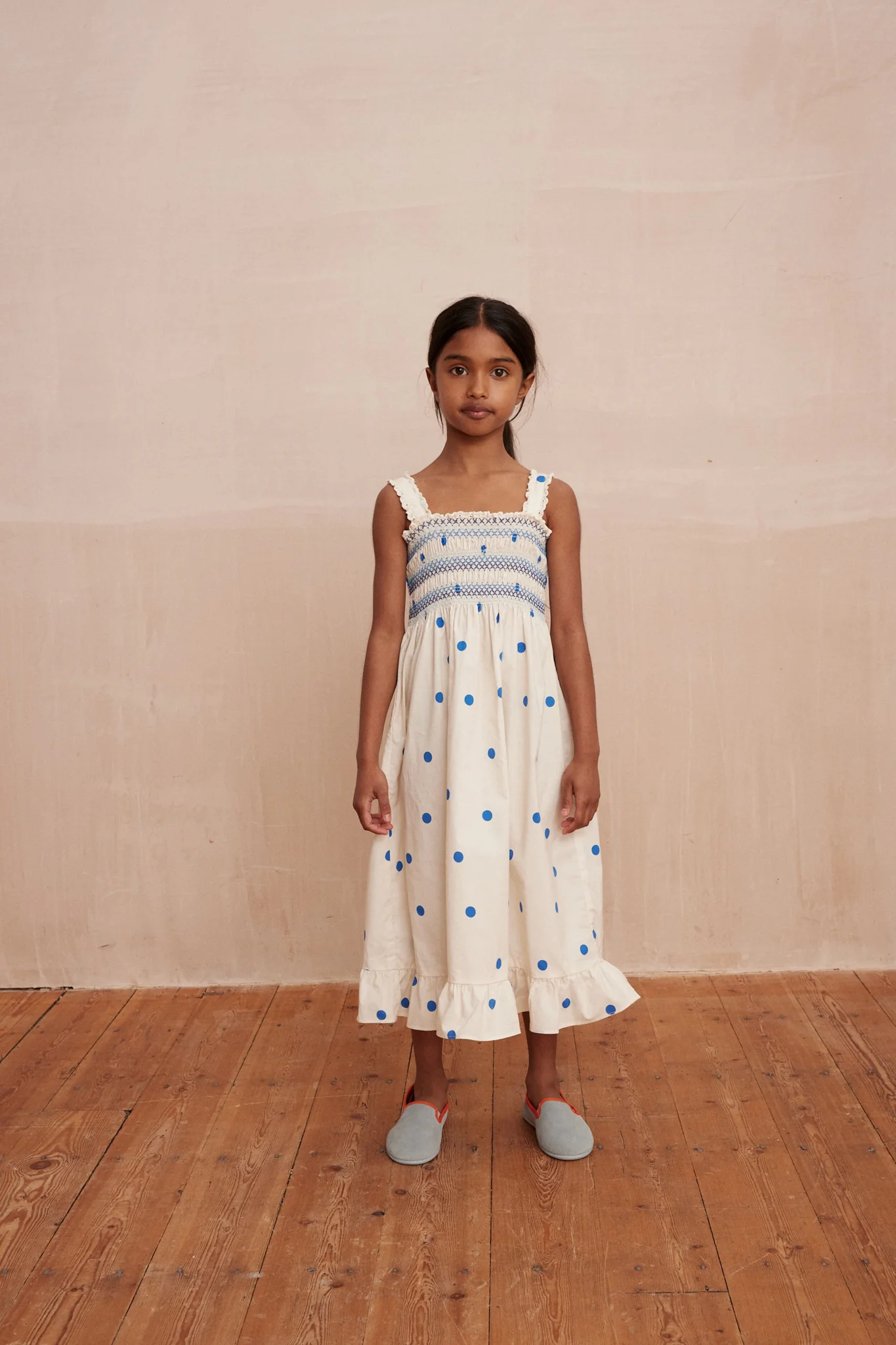 Zaza Smocked Dress Dots Blue - Image 2